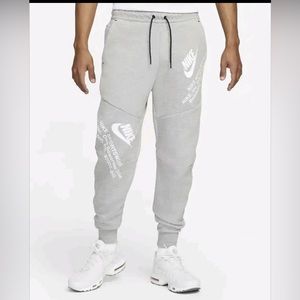 Mens Nike Sportswear Tech Fleece Graphics Joggers Grey White DM6480 063